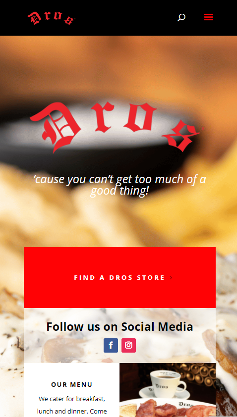 Dros Home Page Mobile